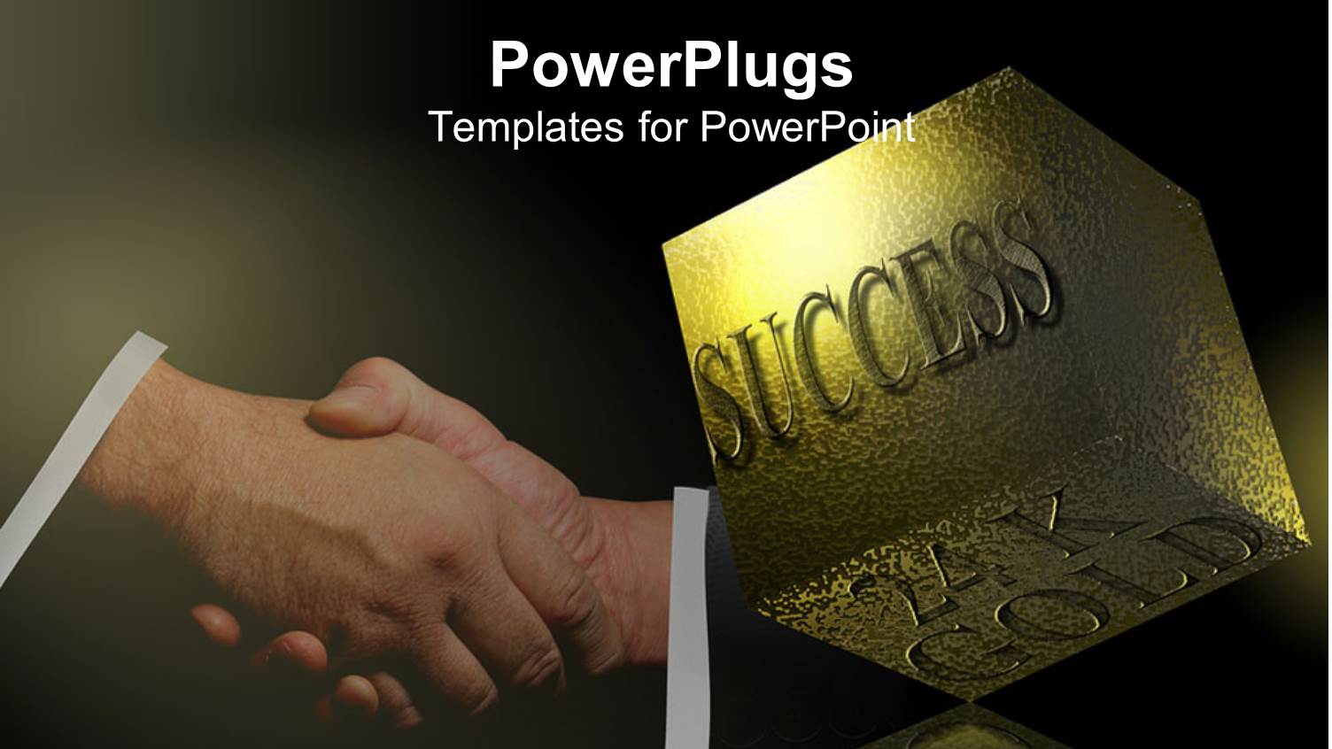 24K Success Cube with Successful Business Handshake 