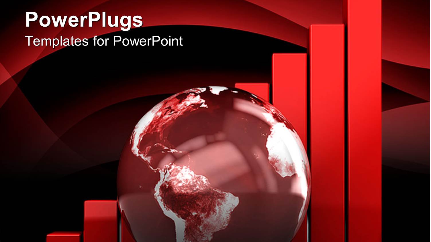 2D Red Colored Charts with Earth Globe on Black Background 