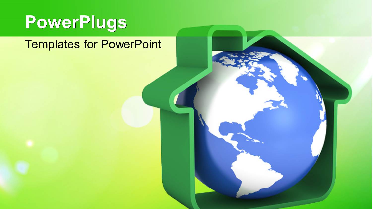 3D Blue Colored Globe in a Green Colored House Model with Nice Nature Green Background