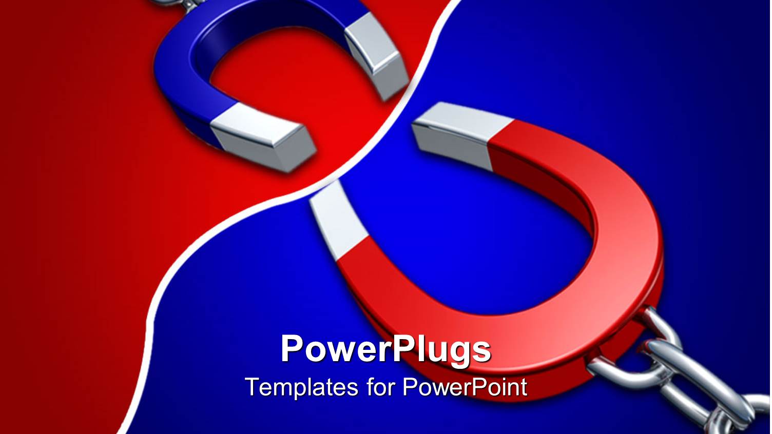 3D Blue and Red Attracting Horseshoe Shaped Magnets on Opposite Colored Background