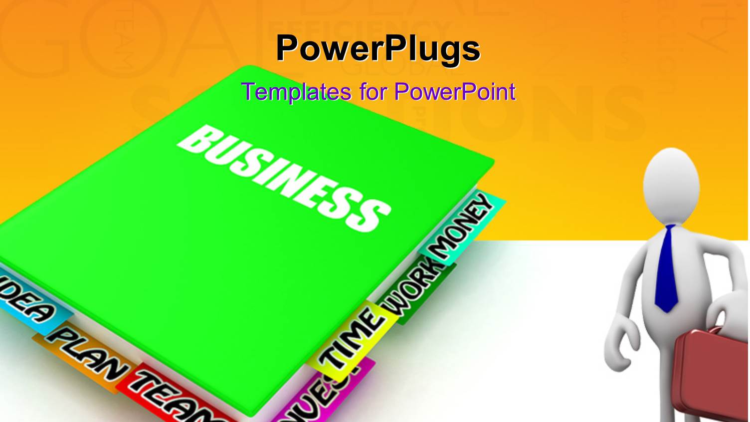 3D Business Man with Briefcase with Business Plan Diary