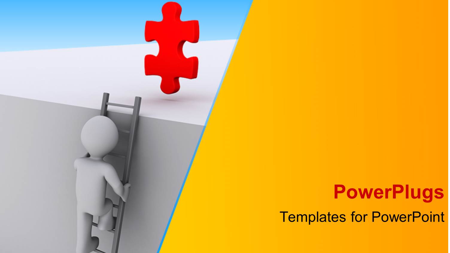 a 3D Character Climbing a Ladder to  Red Puzzle Piece