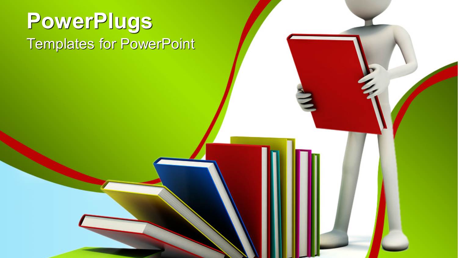 a 3D Character Holding a Book with other Books on the Floor