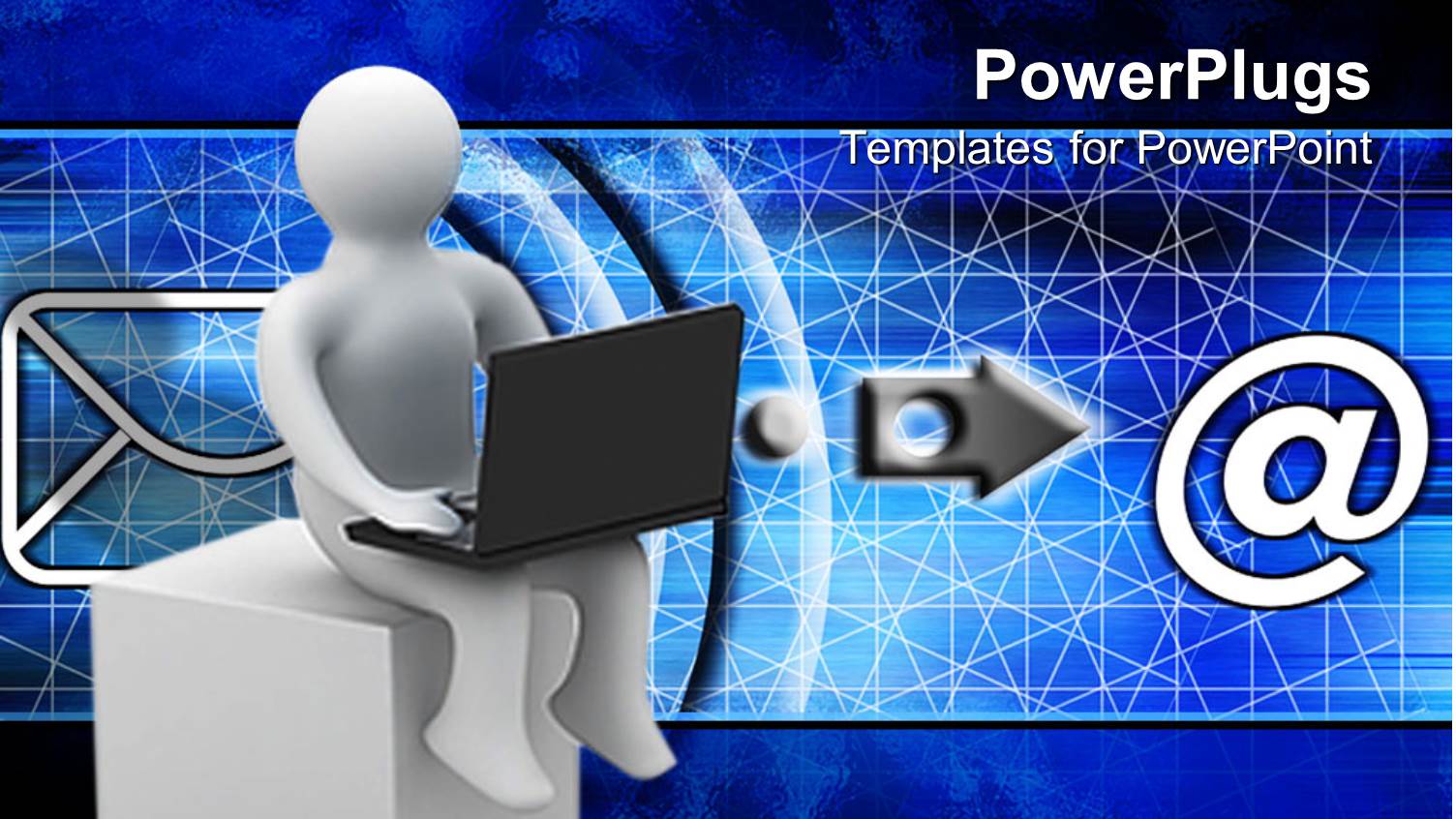 a 3D Character Holding a Laptop with an @ Symbol