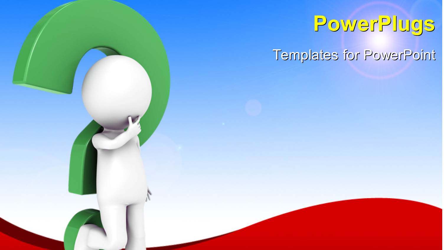 a 3D Character Leaning on a Question Mark Symbol