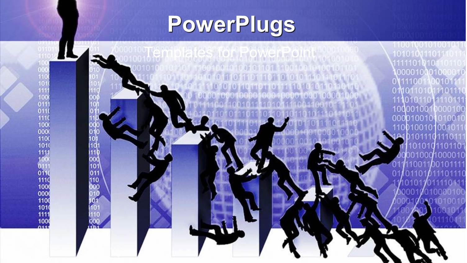 3D Chart Bars with One Silhouette Standing on the Top Bar and Several Silhouettes Fighting to Reach Upper Positions on