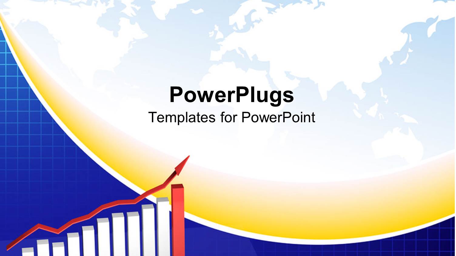 3D Chart Bars with Red Rising Arrow and World Map