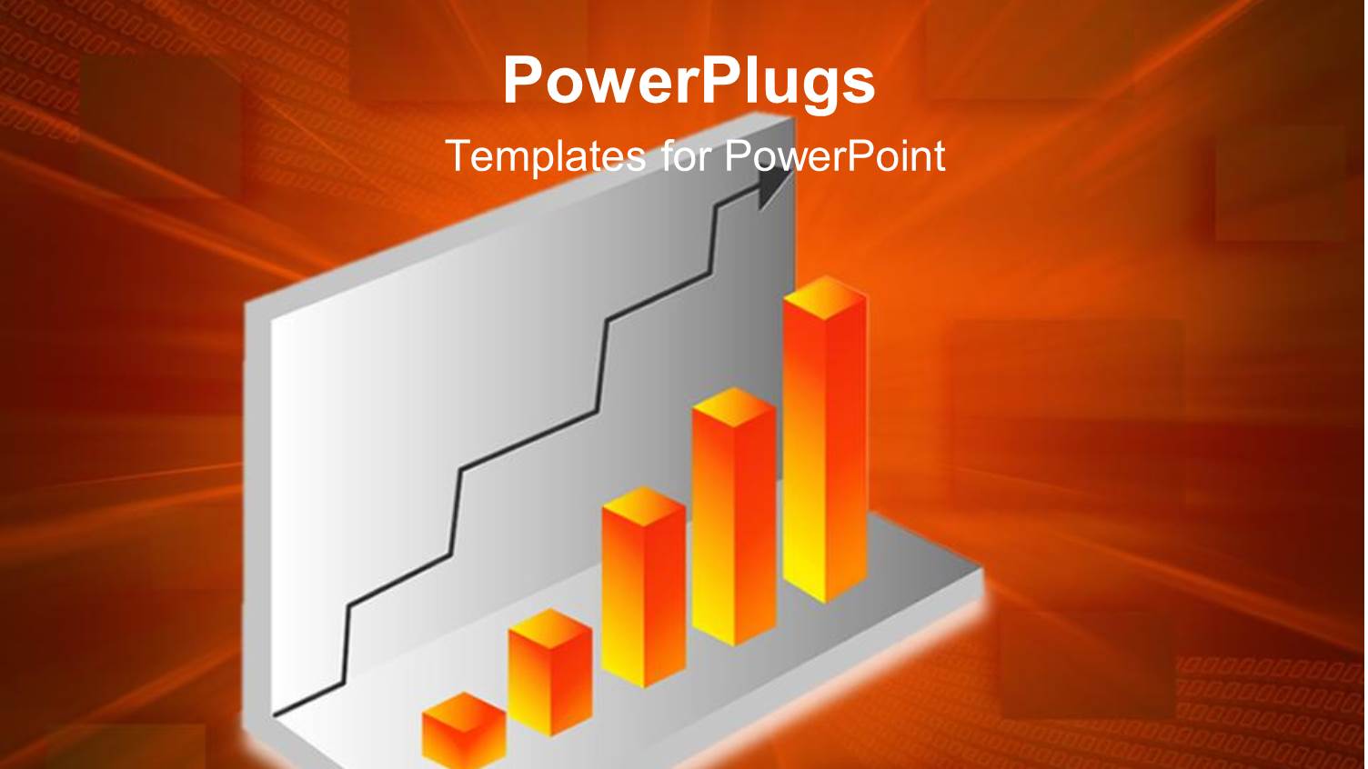 3D Chart of a Orange Bar Graph Growing with a Black Arrow Over Orange Background