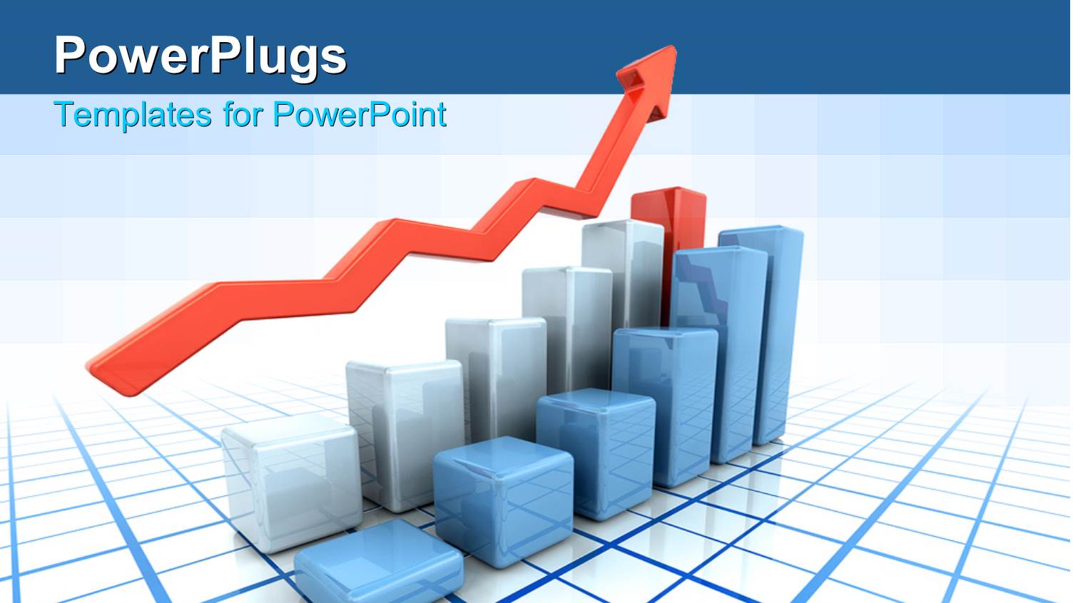 3D Colored Chart Rising Over Grid Lines Showing Financial Growth