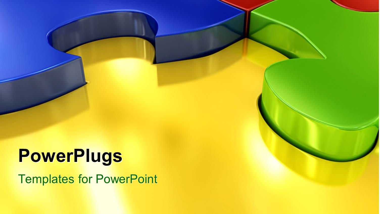 3D Colored Puzzles Connected with Each other Over the Glowing Yellow Surface