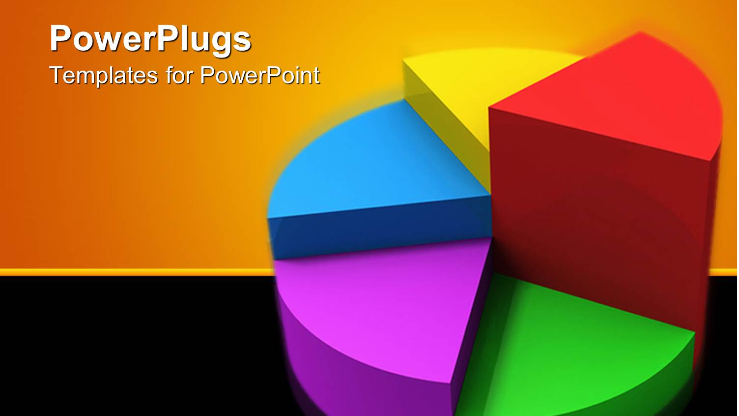 3D Colorful Pie Chart with Raised Pieces, Orange and Black Background