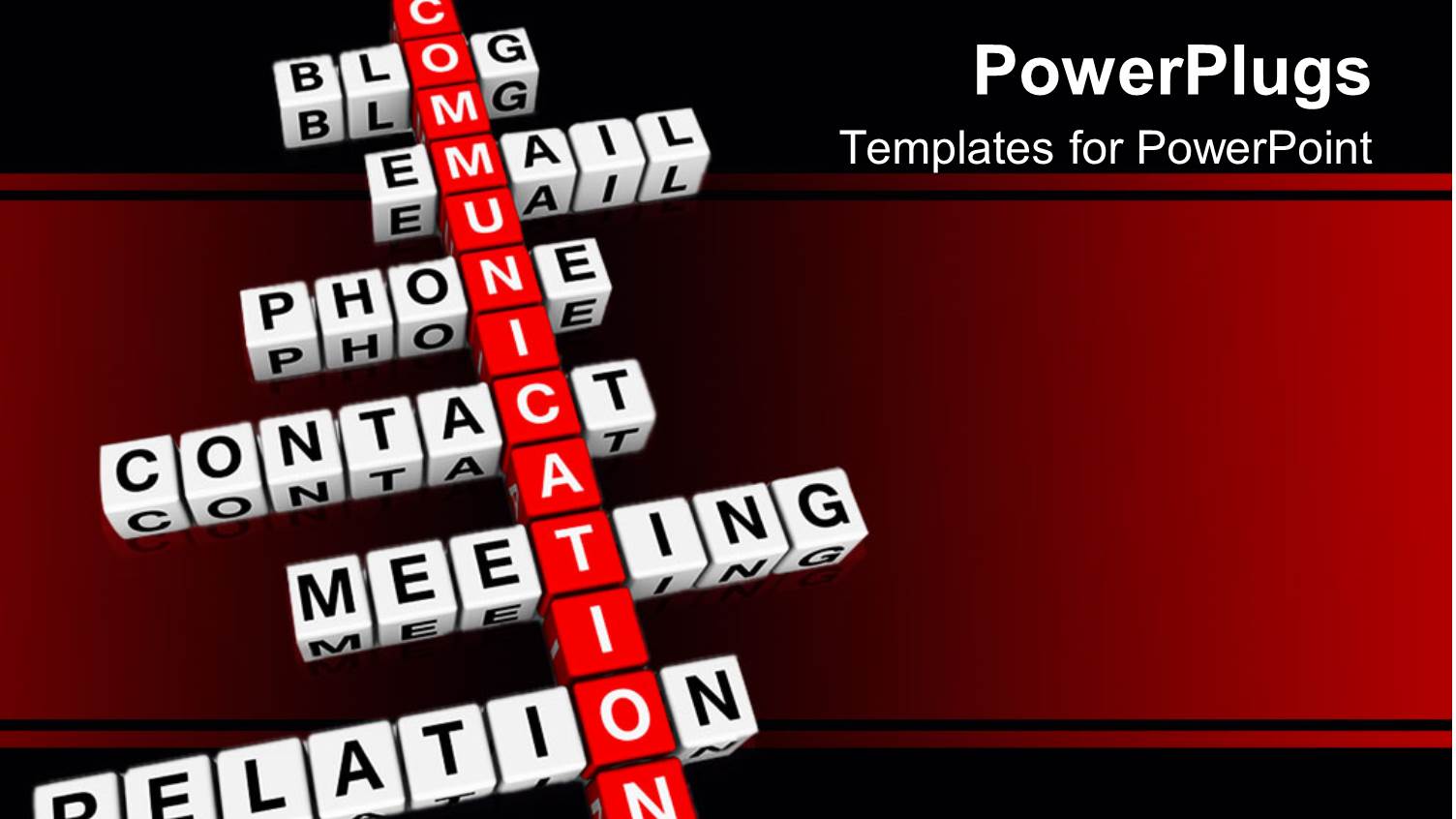 3D Crossword Blocks, Crossword with Red Word Communication and White Blocks with Words Related to Communication, Blog,