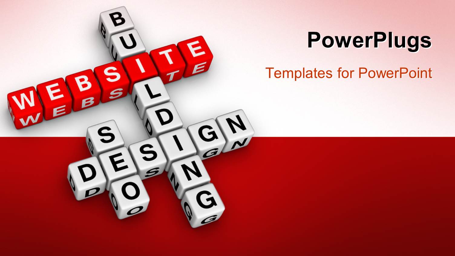 3D Crossword Puzzle Cubes for Website Building and Design, Website Word on Red Cubes and White Cubes with Words