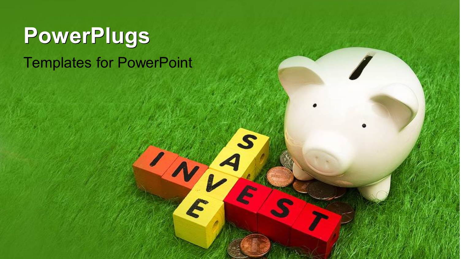 3D Cubes Form Investment and Savings Crossword with Piggy Bank on Grass