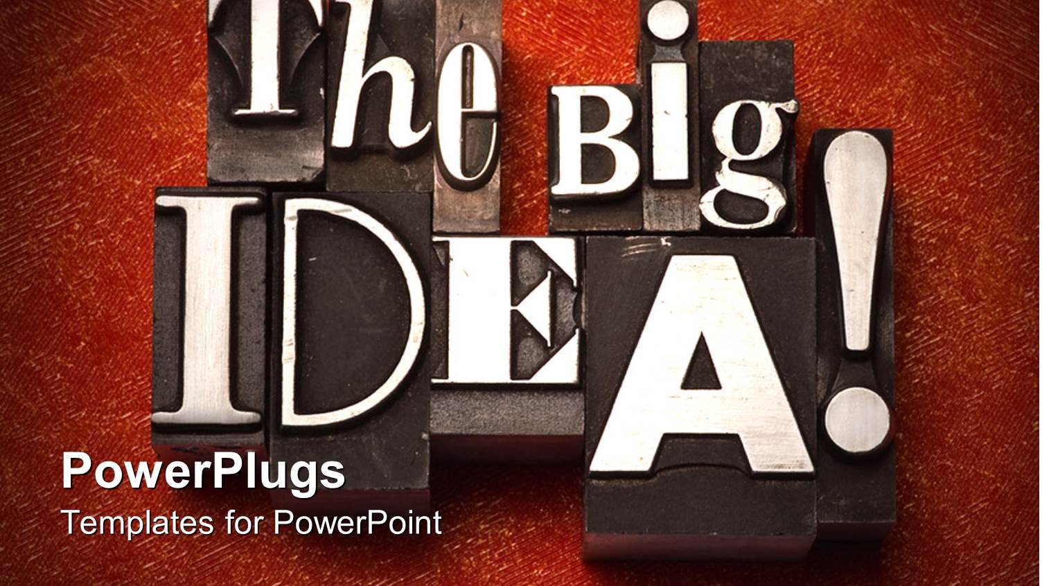 3D Dark Colored Tiles with Old Letterpress White Letters Depicting the Message the big Idea and Exclamation Mark on Red