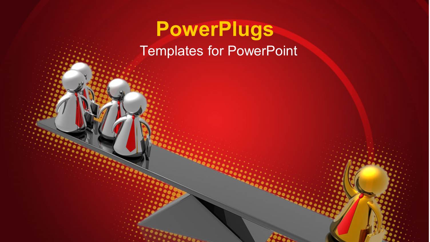 3D Depiction of a Balance Beam with a Golden Leader and Others at Different Ends