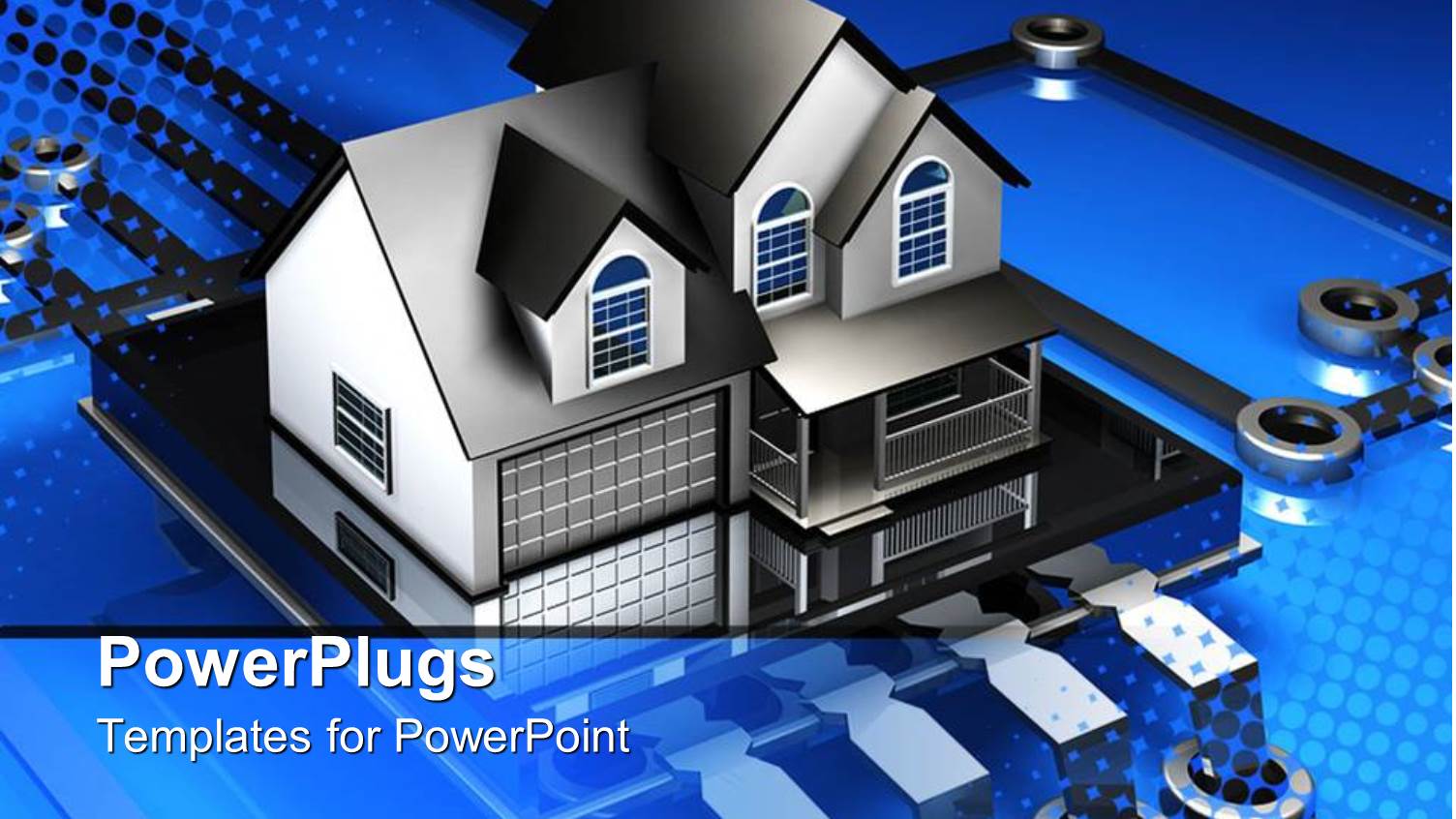 3d Depiction of a Black House on a Micro Chip