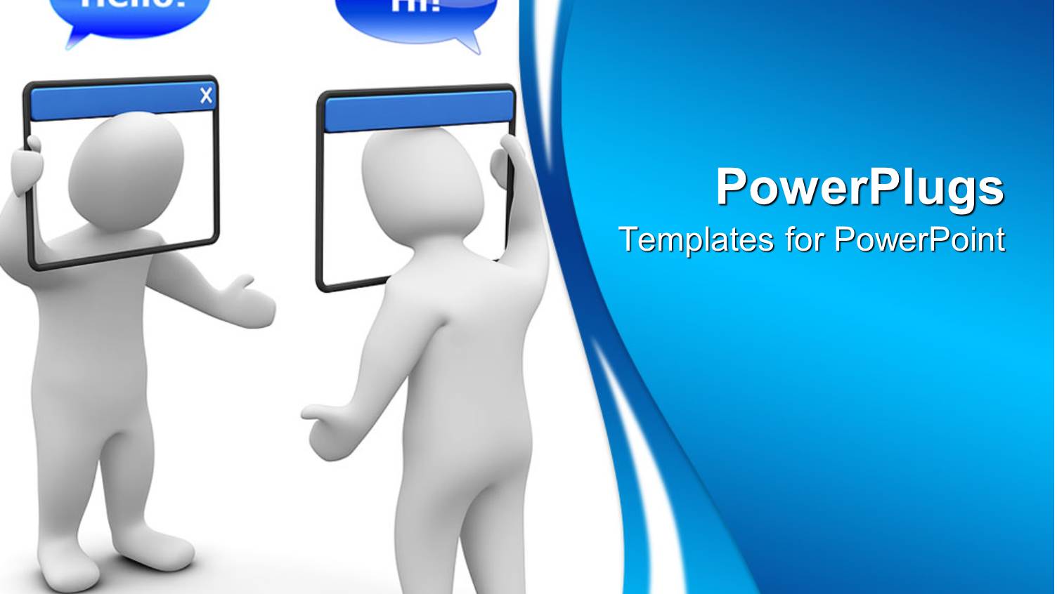 3D Depiction of Internet Chat Concept Blue and White Background