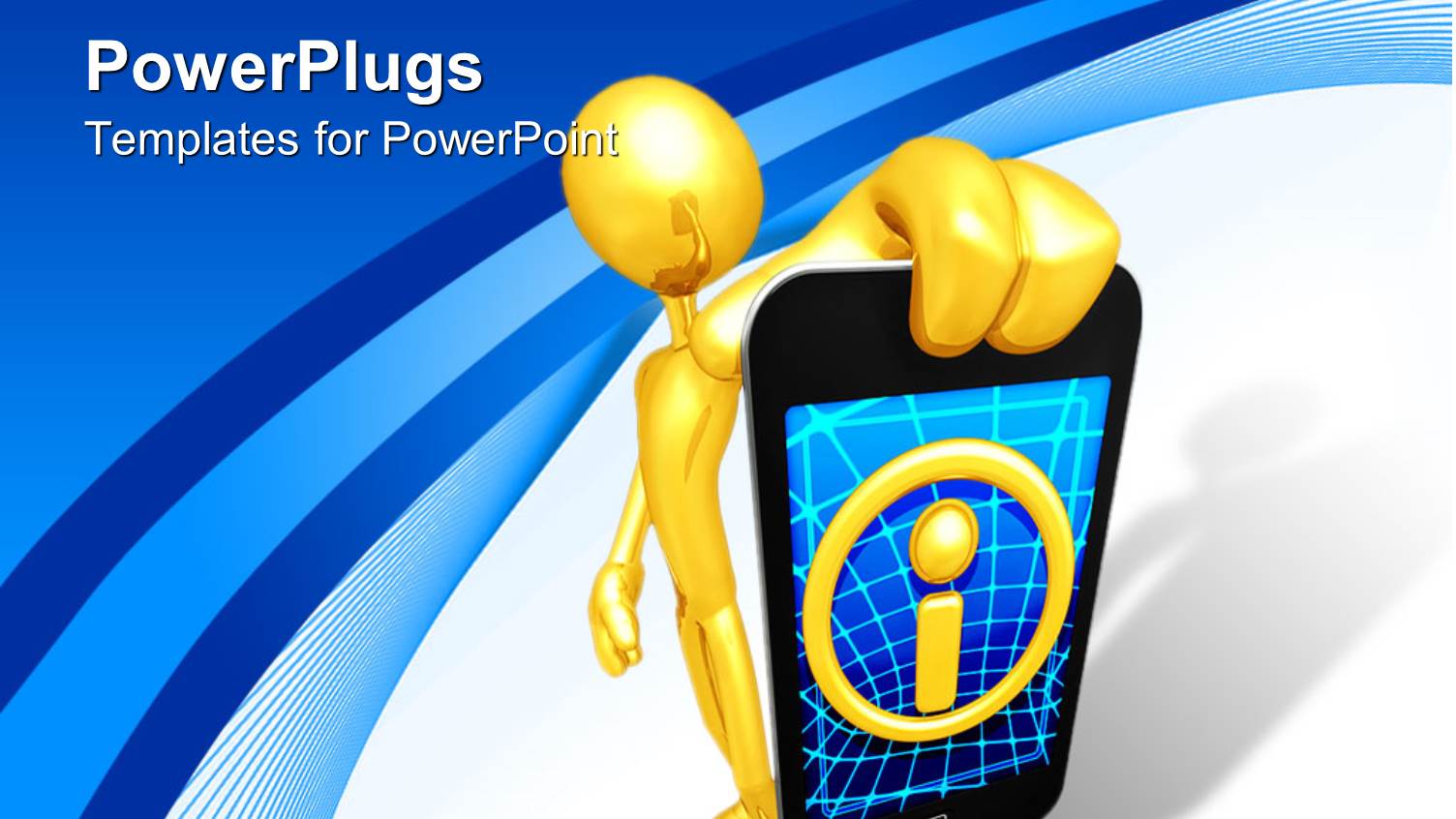 3D Depiction of Man Holding Cell Phone with Information Icon