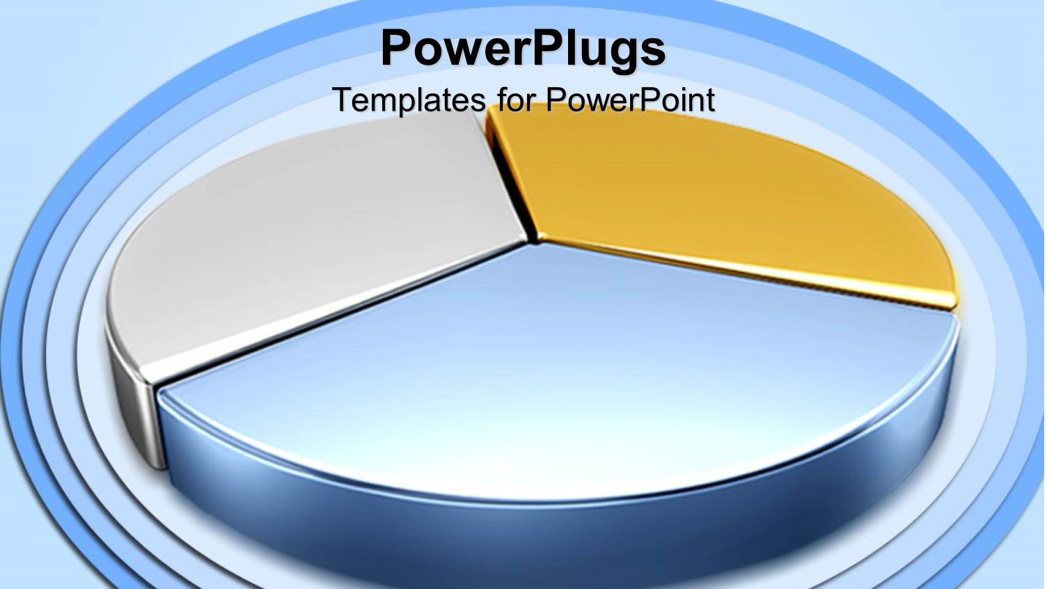 a 3D Design of Metallic Color Pie Chart on Blue Background