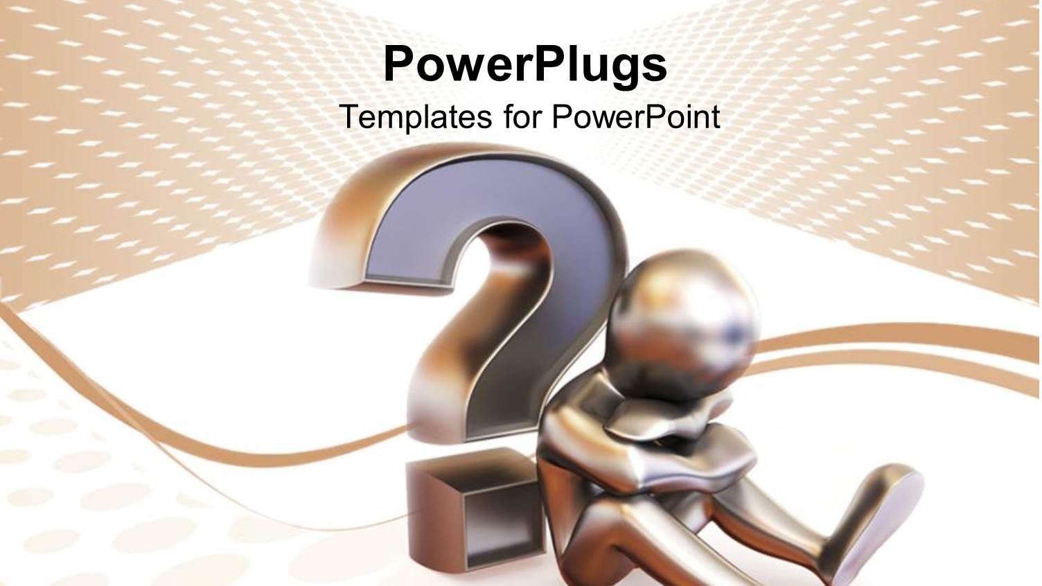 3D Figure and Question Mark, Individual Sitting Against Question Mark