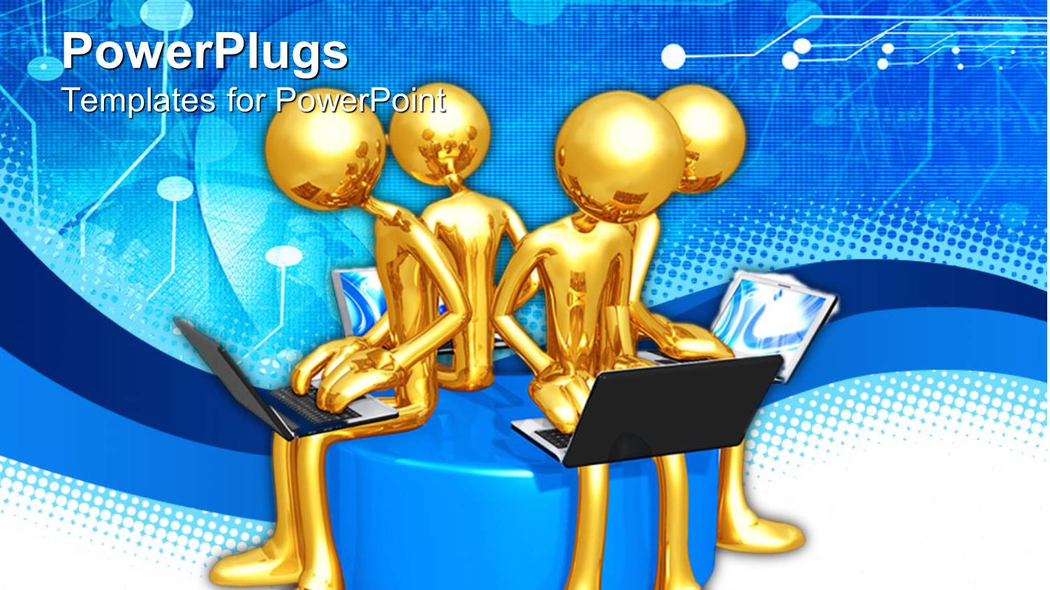 3D Gold Figures Using Laptops, Binary Code, it, Programming, Computer Networking