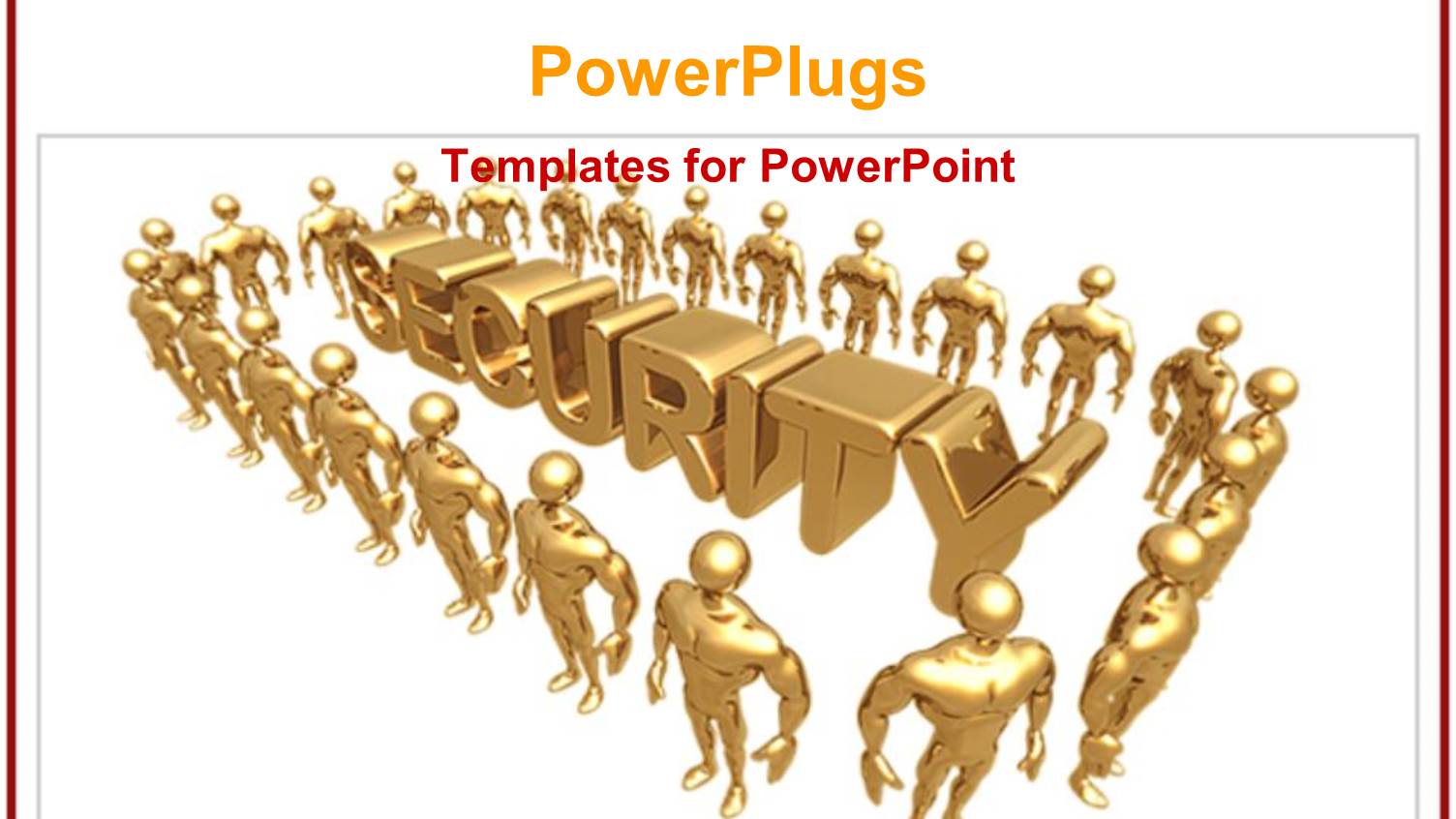 3D Golden Figures with Muscles Surrounding the Golden Word Security on White Background