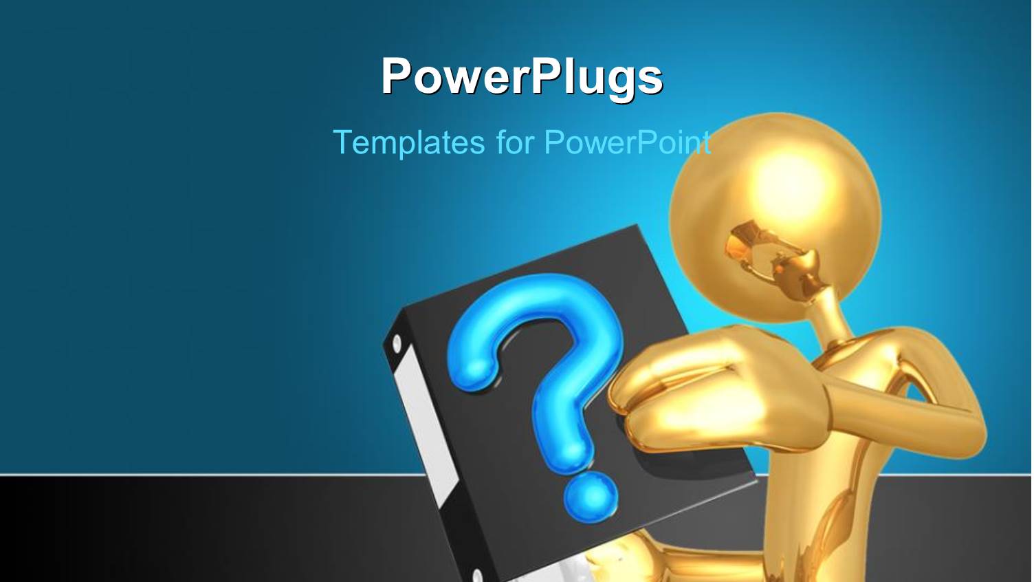 3D Golden Human Figure Holding Questions Book with Blue Color