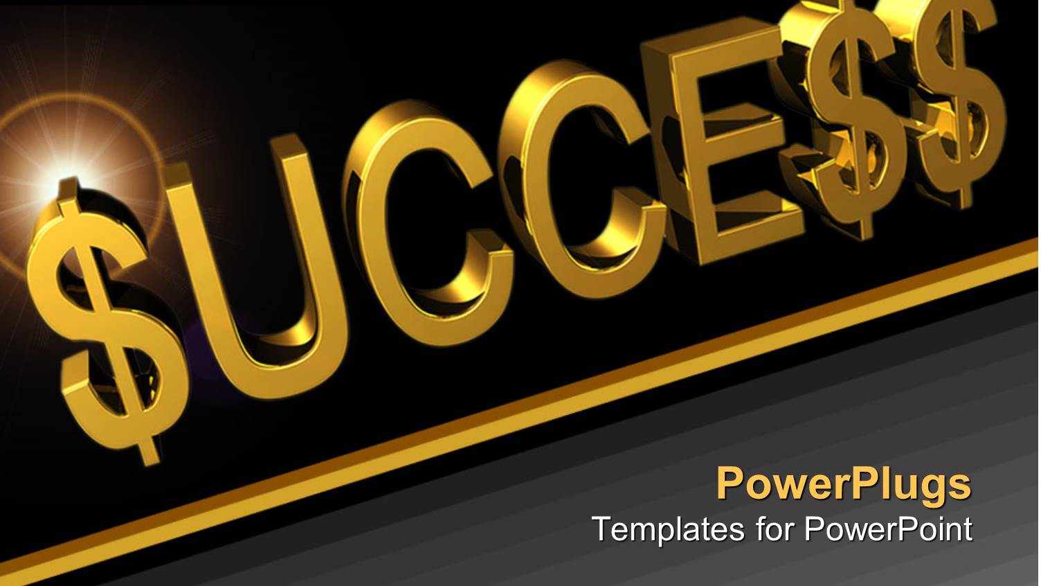 3D Golden Success Word with Dollar Sign Instead of S Letter in Word