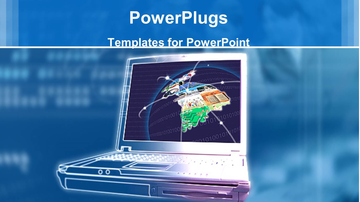 3D Graphic of an Open Laptop with a Globe and Orbits in it