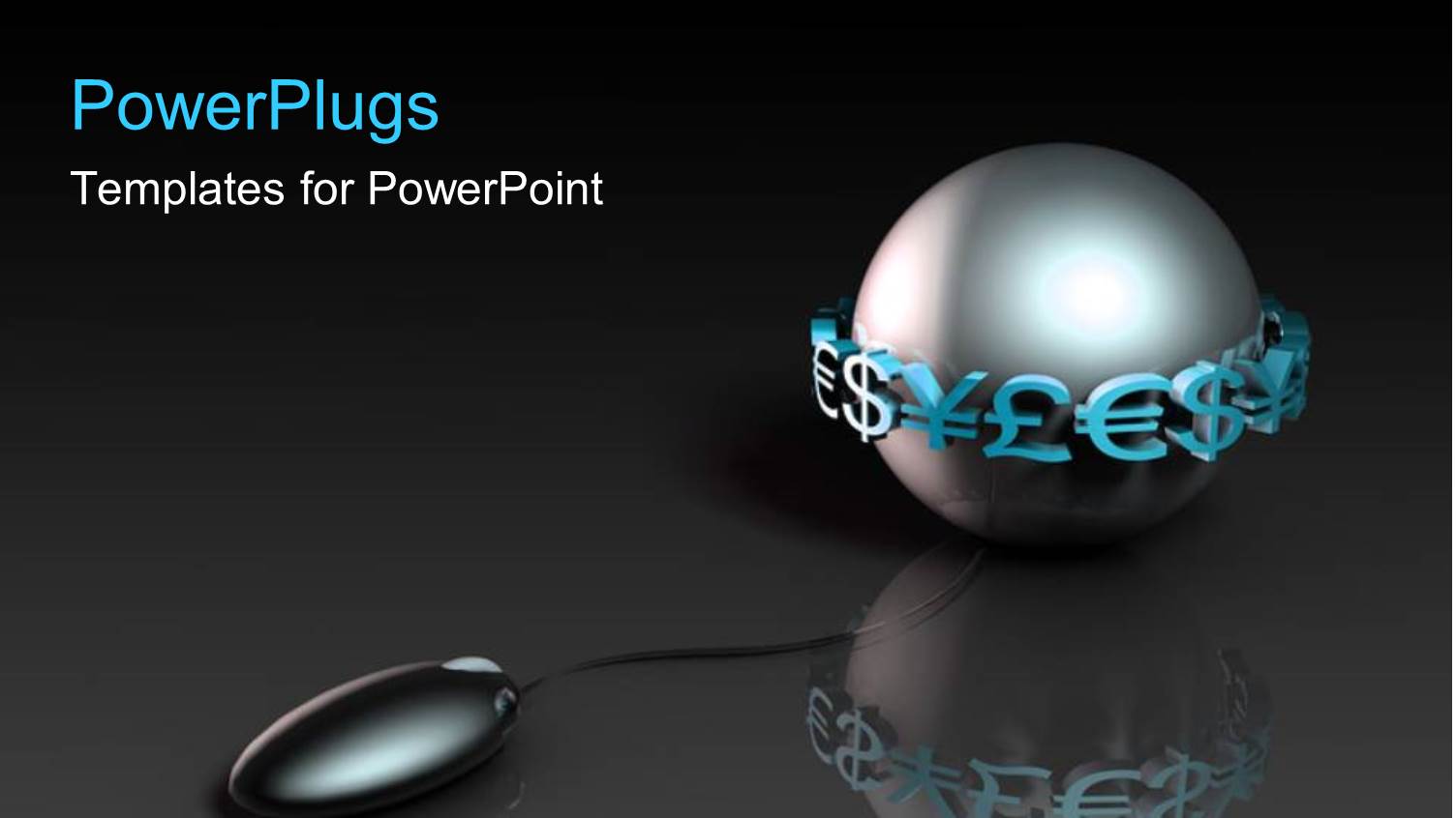 3D Graphics of a Black Shinning Ball with Currency Symbols Round it