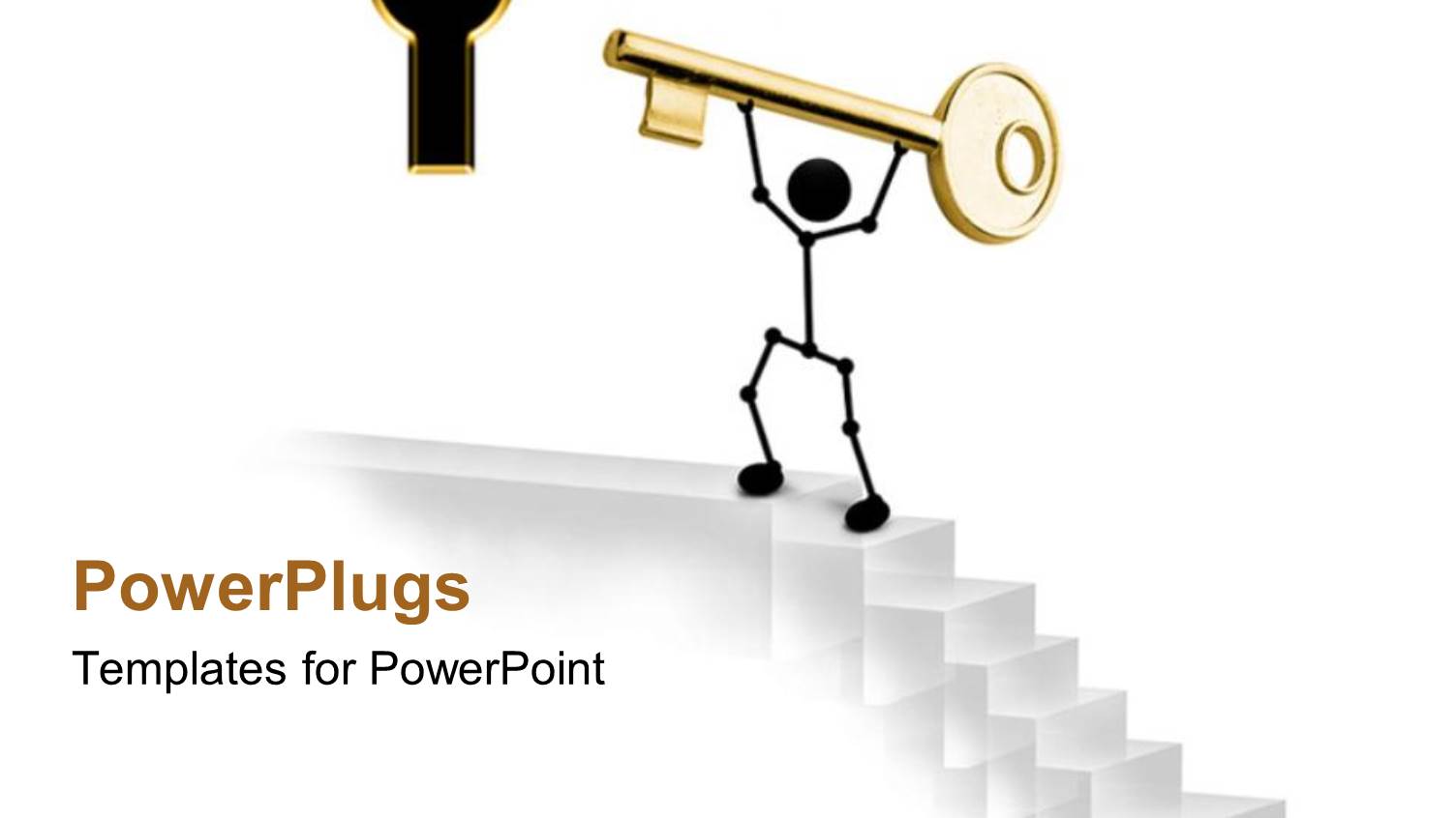 3D Graphics of a Character Holding Up a Gold Colored Key