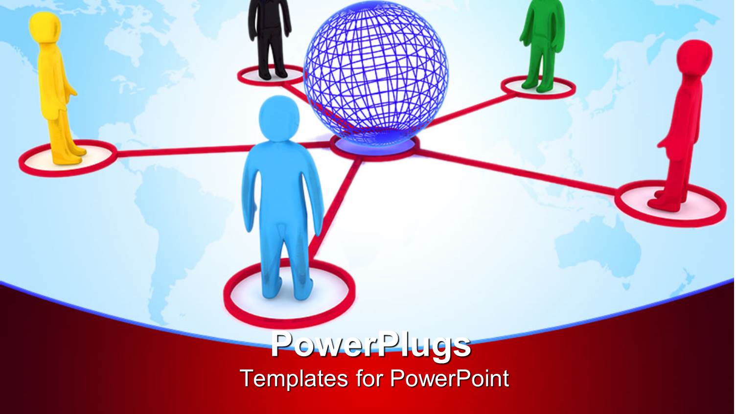 3D Graphics of Five Multi Colored Human Characters Standing Round a Globe