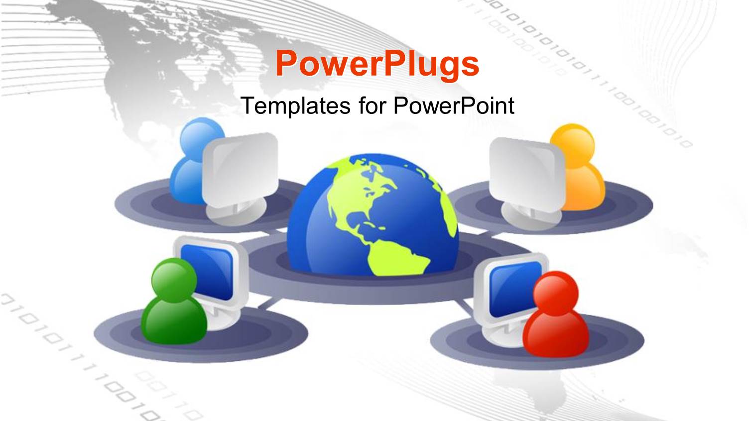 3D Graphics of Four Characters with Computers Linked to a Globe