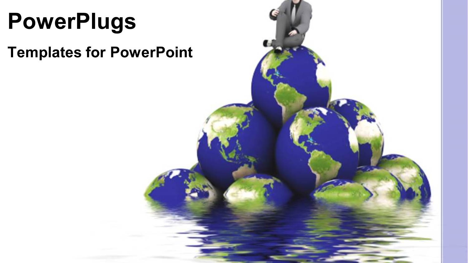 3D Graphics of Globe Pyramid in Water and a Human Character on it