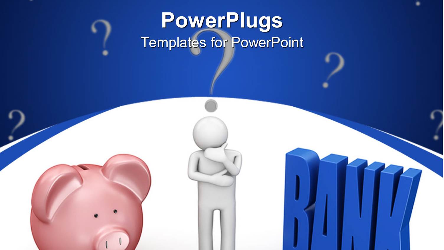 3D Graphics of a Human Character Beside a Piggy Bank and Many Question Marks