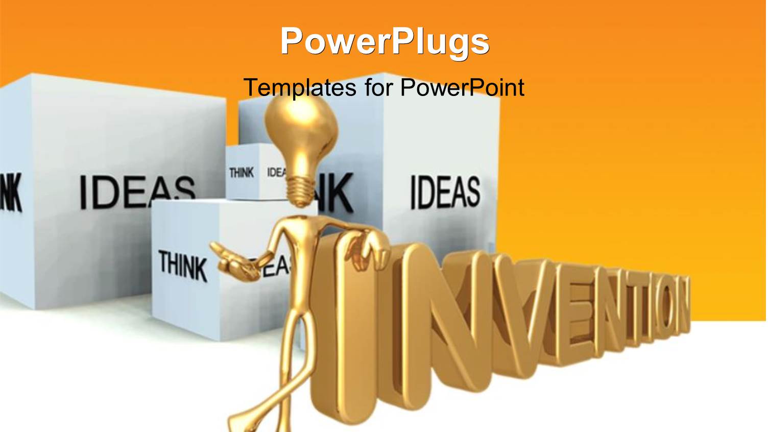 3D Graphics of a Human Character with a Bulb Head with some Cubes and Text