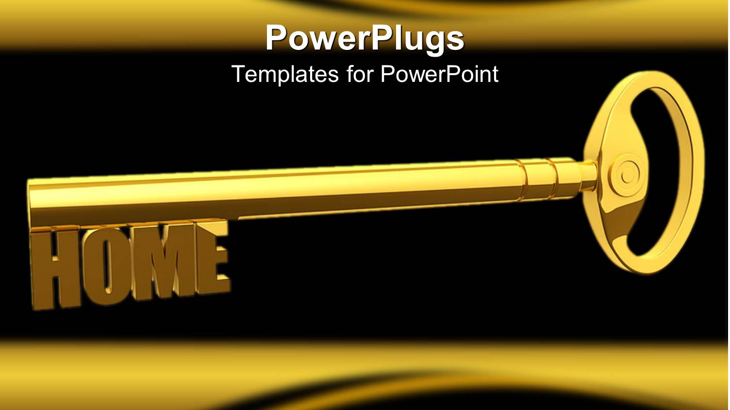 3D Graphics of a large Gold Colored Key and  Text which Spells Out the Word