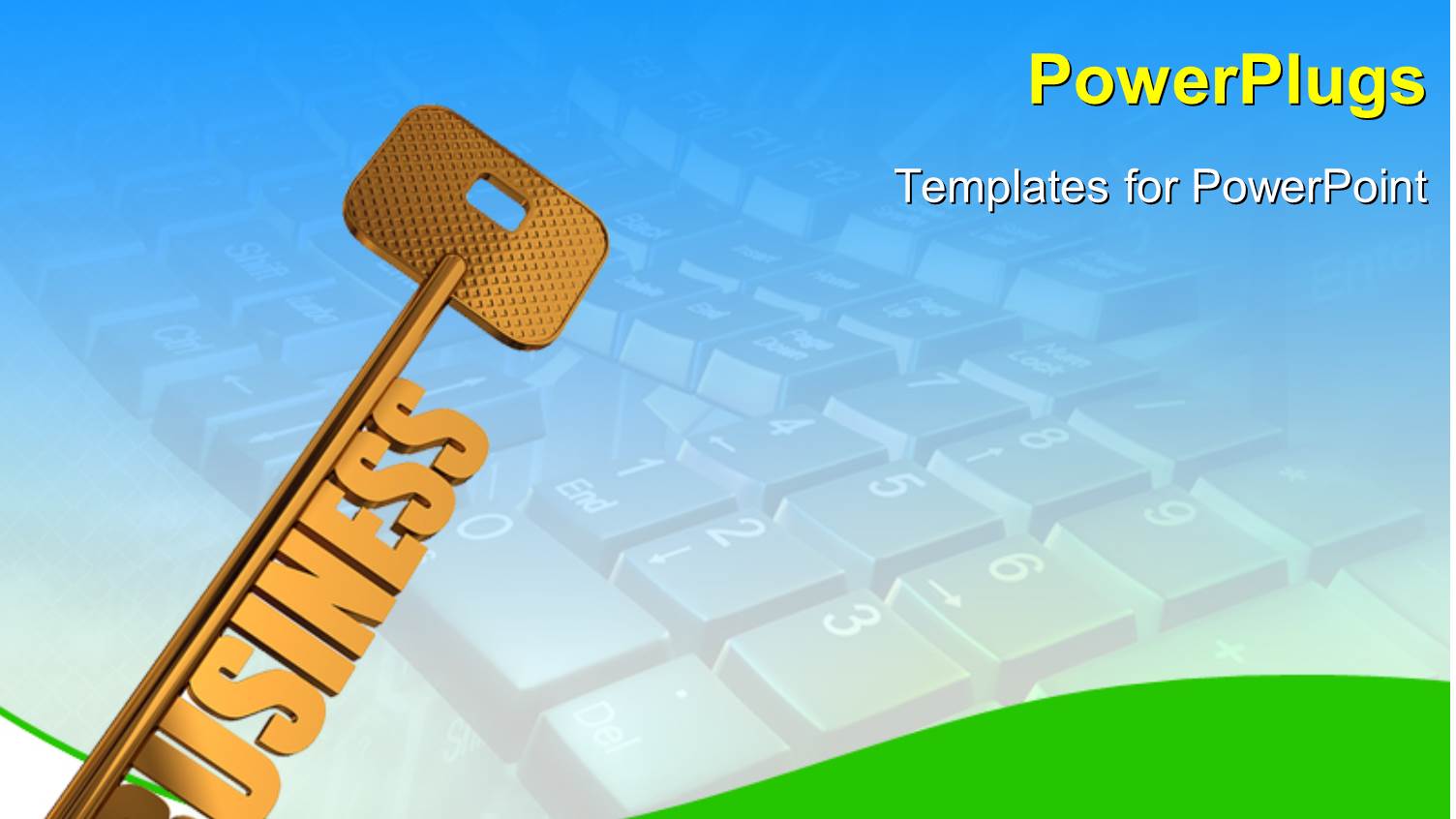 3D Graphics of a large Gold Colored Key and Keyboard Background