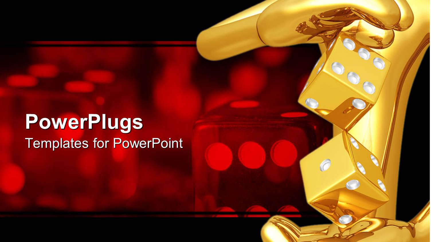 3D Graphics of a large Red Human Character Holding Two Gold Dice