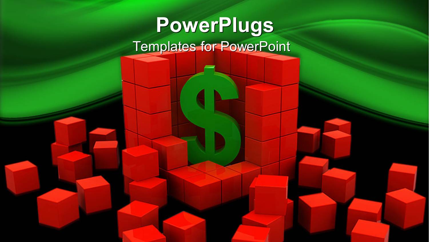 3D Graphics of Lots of Red Cubes with a large Dollar Symbol in the Middle