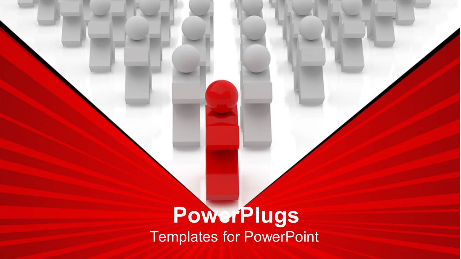 3D Graphics of Lots of White Colored Characters with a Leading Red One