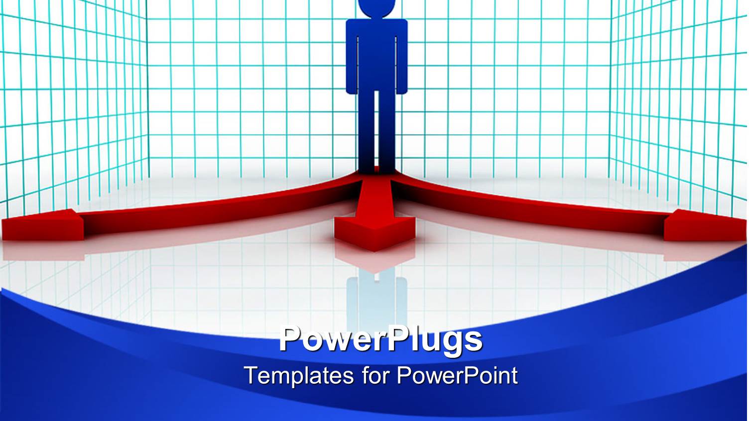3D Graphics of  a Ma Standing on Center of Three Red Arrows