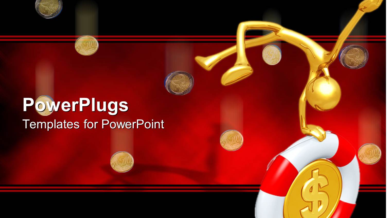 3d Graphics of a Man Jumping on a Life Saver with a Dollar Sign