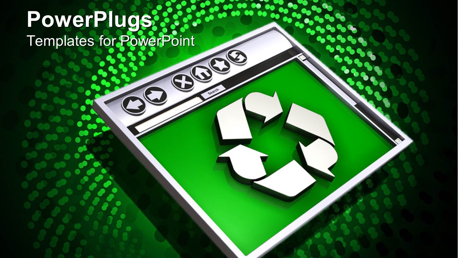 3D Graphics of a Monitor with a Recycle Sign on a Green Surface