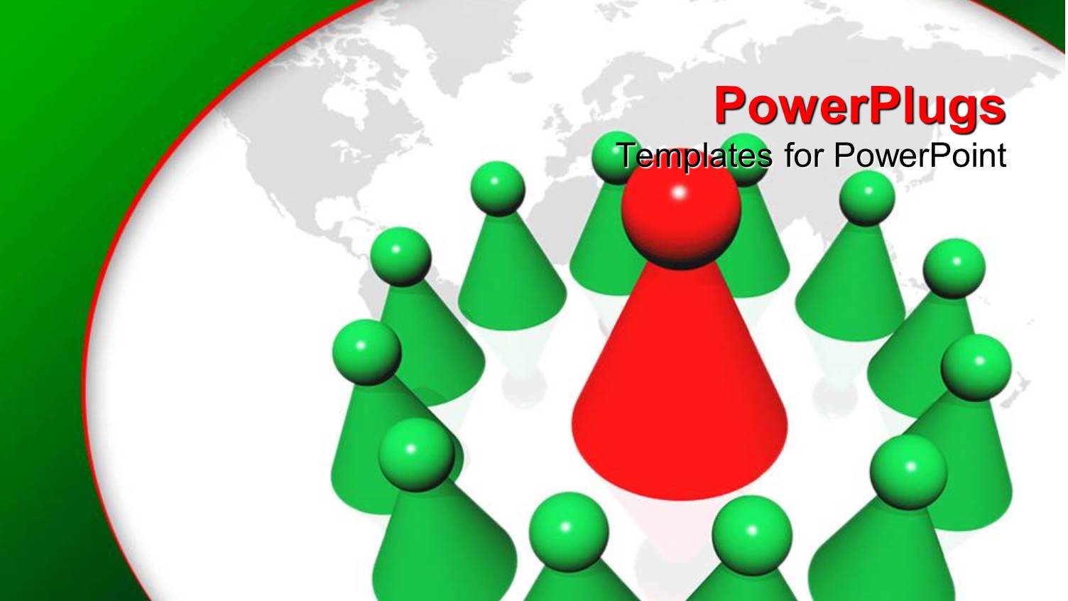 3D Graphics of Twelve small Green Objects Round a larger Red One