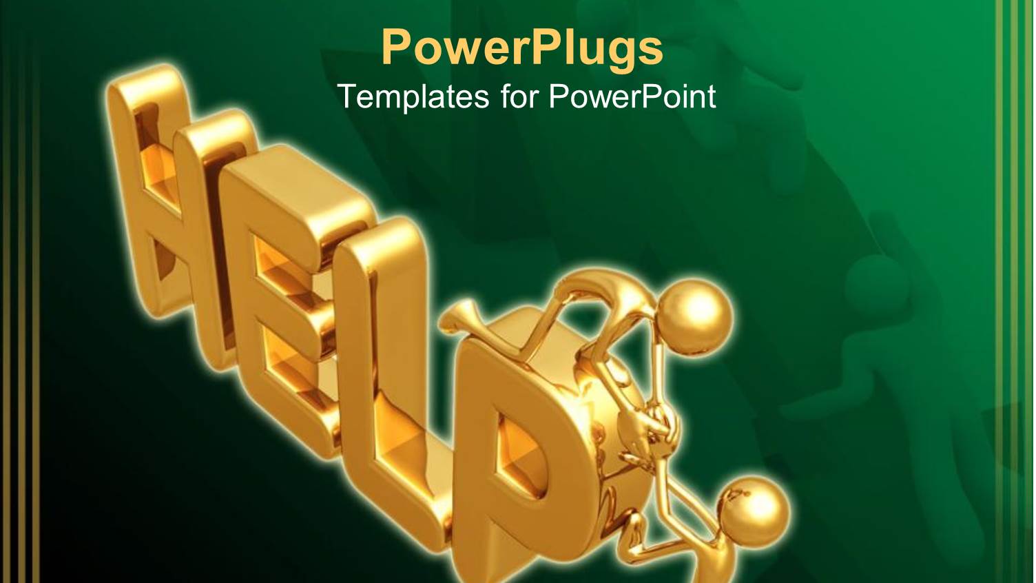 3D Graphics of Two Gold Colored Men on a Text which Spells Out the Word