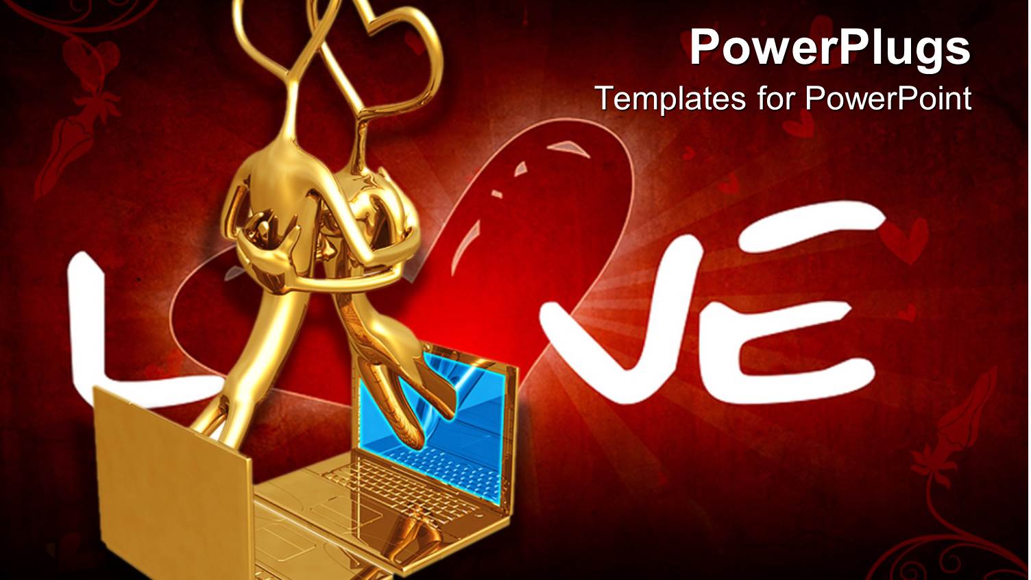 3D Graphics of Two Human Characters with Heart Heads Hugging