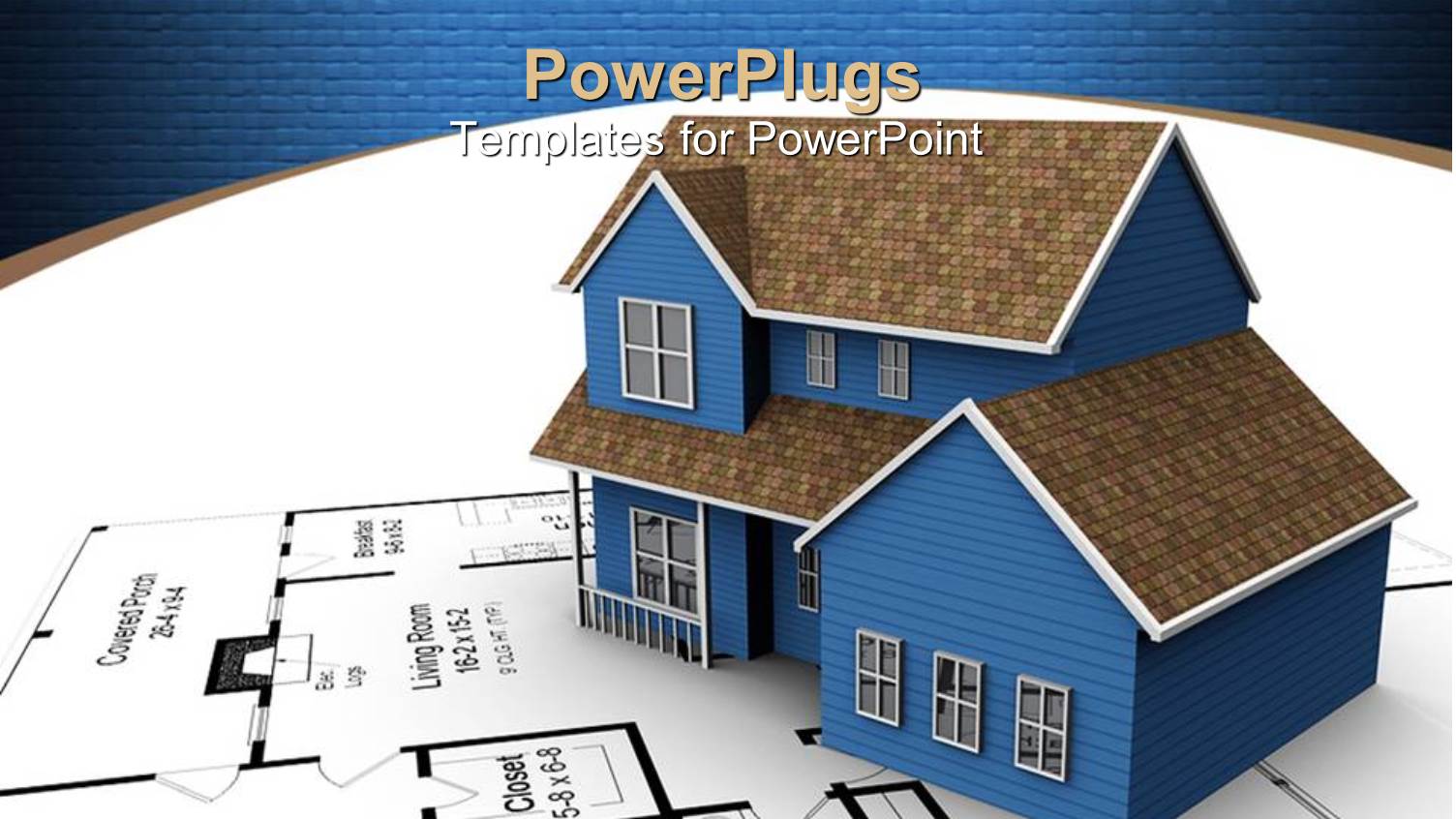 a 3D House on a White Paper with a House Blue Print