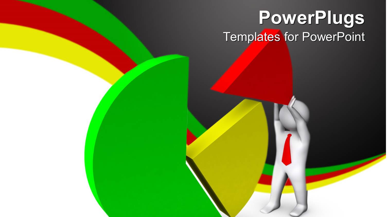 3d Human Character Holding Up a Piece of a Pie Chart
